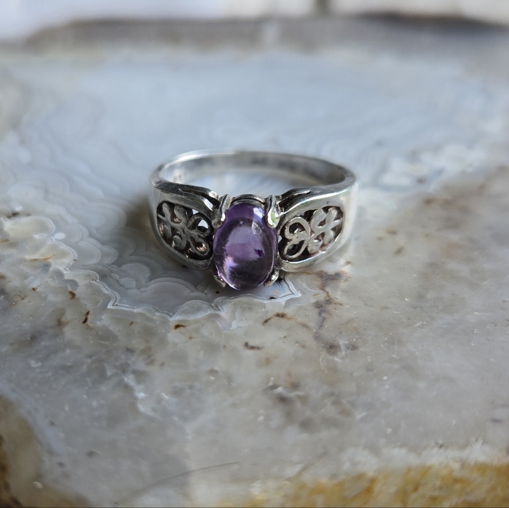 Sterling Silver Ring with Purple Gemstone